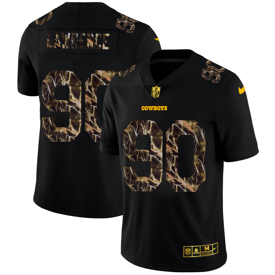 2020 Dallas Cowboys #90 Demarcus Lawrence Men Black Nike Flocked Lightning Vapor Limited NFL Jersey